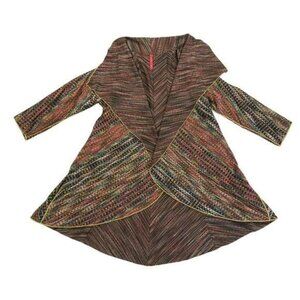 IC By Connie K Womens Striped & Checkered Waterfall Cardigan Jacket S NWT